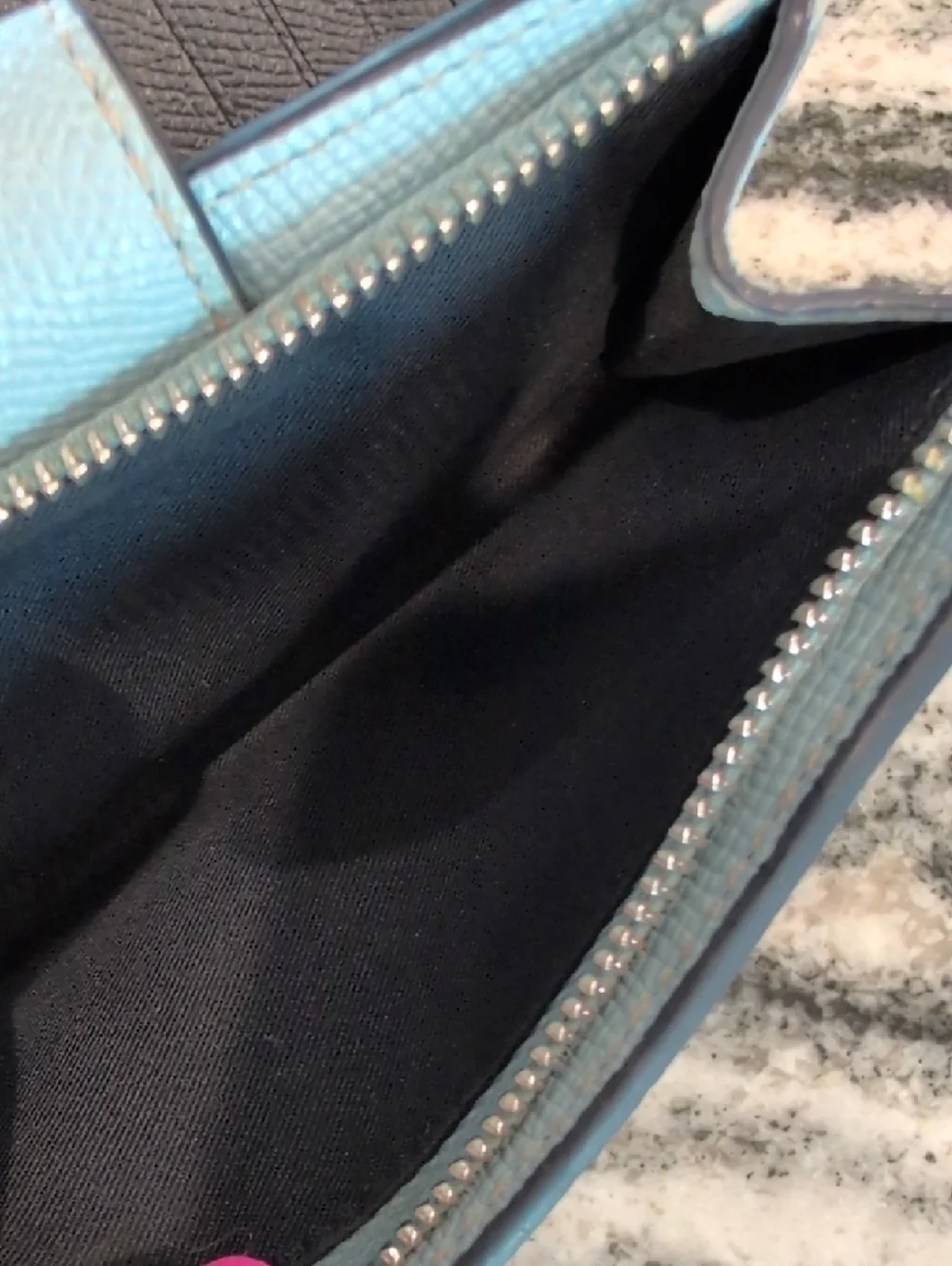 Coach Light Blue Leather Compact Wallet with Silver Logo - Picture 4 of 9